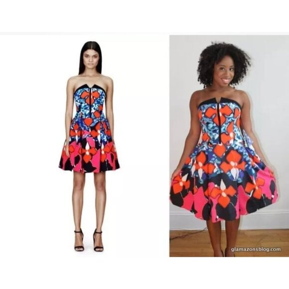 Peter Pilotto Target Strapless Fit & Flare FloralMulticolor Dress Size 4 - Picture 1 of 8